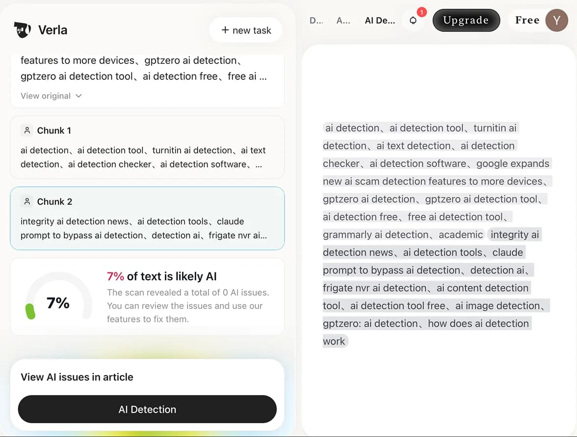 Verla AI checker result step preview