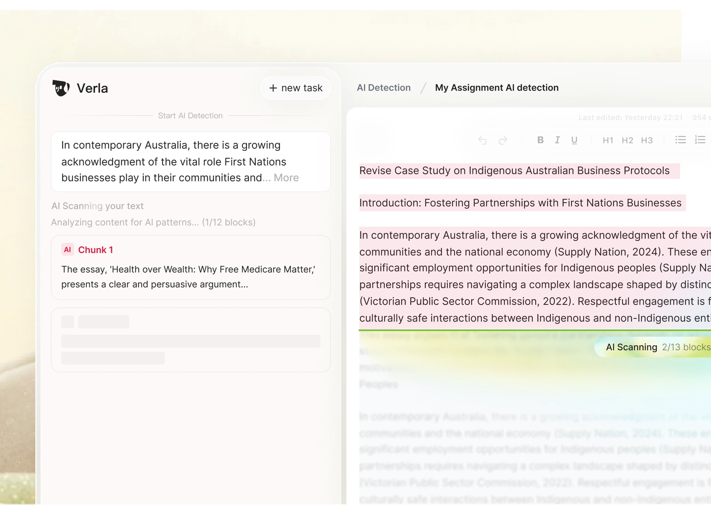 AI detection workspace preview